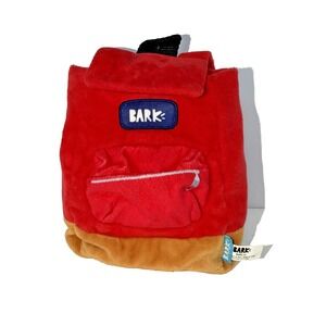 Bark Box Dog Toy: BARKPACK Squeaky Crinkle Plush Red Backpack‎